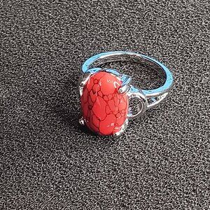 Silver Ring with Red Stone